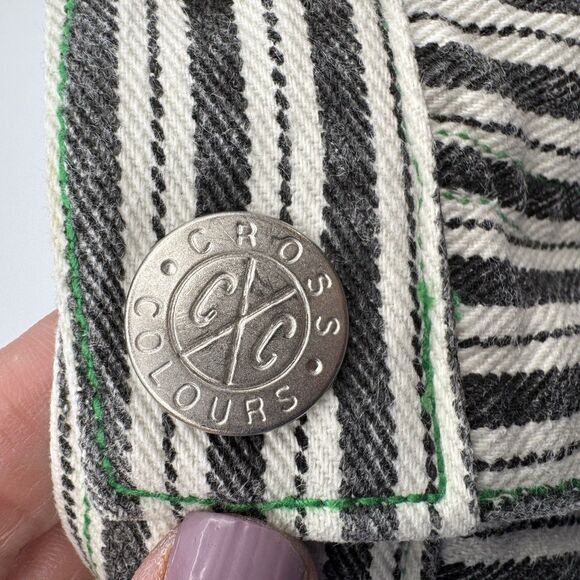 VTG Cross Colours Dig It Black White Striped Baggy Hip Hop Jeans 32 (30) USA - Picture 8 of 16